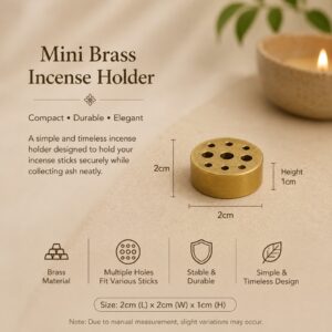 Mini Brass Incense Holder (2cm × 2cm × 1cm)