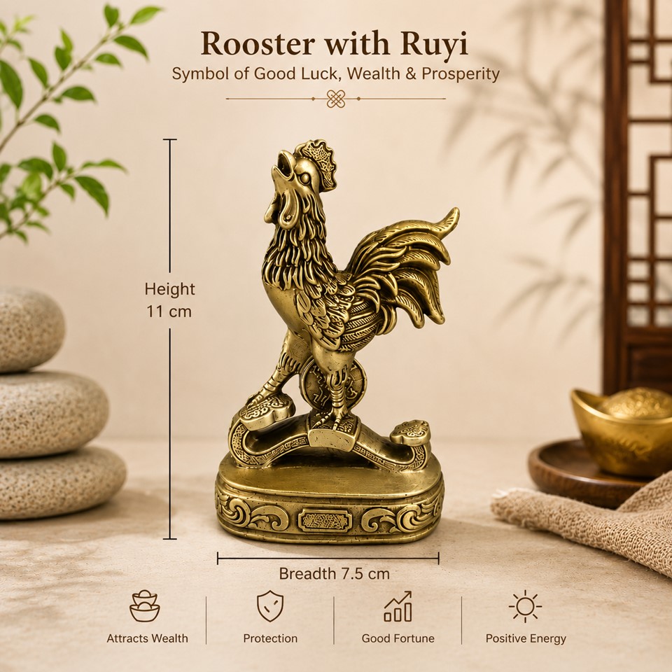 Brass Rooster Standing on Ru Y - Image 4
